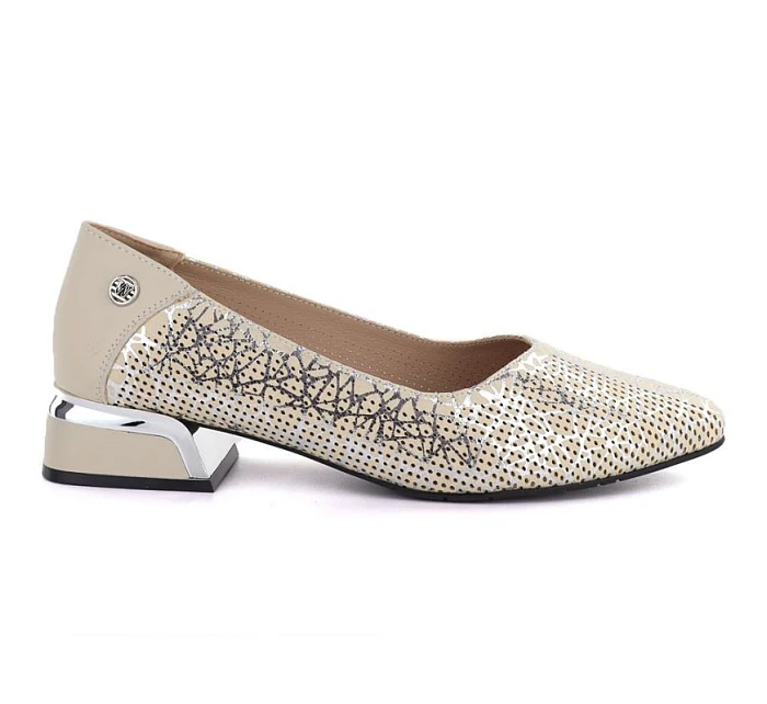 Dámská kožená prolamovaná obuv béžová Vinceza model 22081849 - Hikvision