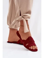 Plochké dámské pantofle s pásky bordové Pavelle
