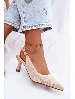 Textilní Sandály Na Podpatku Béžové Delessa