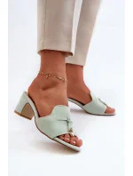 Dámské pantofle s eko semišovými vysokými podpatky, mátová Jemenna Dámské pantofle s eko semišovými vysokými podpatky, mátová Jemenna