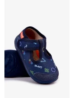 Dětské elastické papuče na suchý zip – tmavě modré Ambette Dětské elastické papuče na suchý zip – tmavě modré Ambette