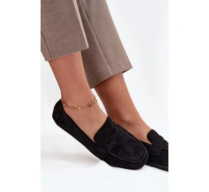 Dámské loafersy mokasíny s plochou podrážkou Roseline – černé