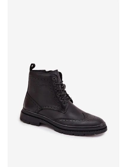 Pánské kožené kotníkové boty Lee Cooper – černé Pánské kožené kotníkové boty Lee Cooper – černé