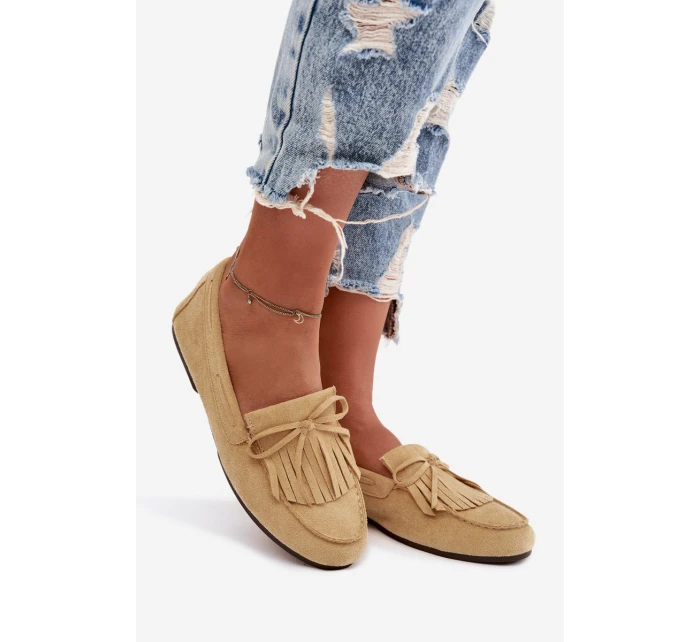 Dámské mokasíny s třásněmi – žluté Janelisse