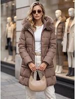 Dámská zimní prošívaná bunda s kapucí, béžová, FashionStreet TY5821 Dámská zimní prošívaná bunda s kapucí, béžová, FashionStreet TY5821