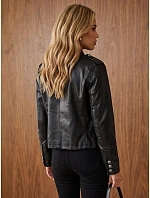 Dámská kožená bunda Napoleonka, černá, FashionStreet TY6043