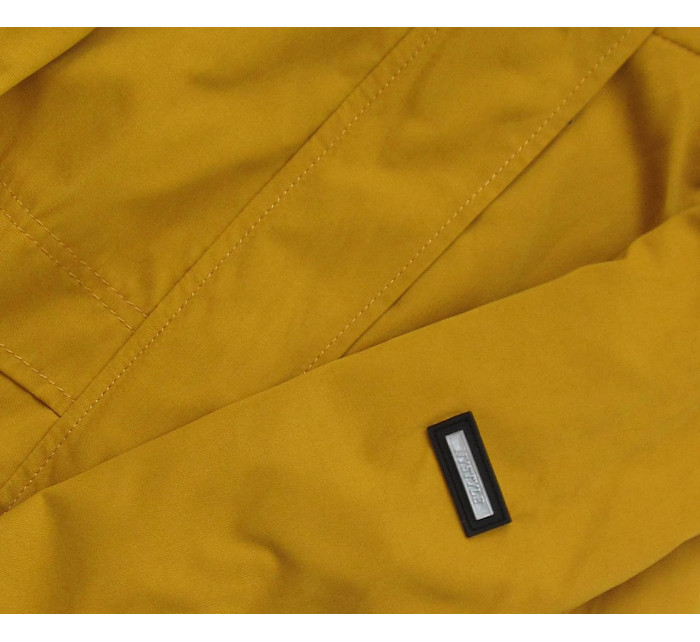 Krátká žlutá bunda parka s kapucí (TLR243)