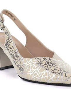 Kožené lodičky na řemínku béžové Cambell 35306