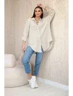 Bavlněná mušelínová košile oversize tmavě béžová Bavlněná mušelínová košile oversize tmavě béžová
