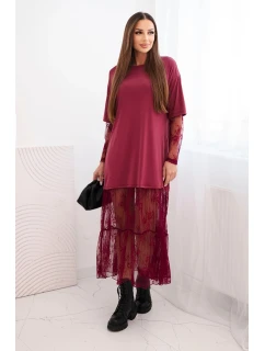 Dámské šaty s model 21755784 spodním dílem a rukávy bordová - K-Fashion