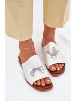 Dámské sandály na plochém podpatku se vázáním stříbrné model 21701710 - EVENTO