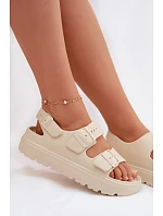 Dámské pěnové sandály na platformě Big Star model 22100692 světle béžové - Big Star Shoes