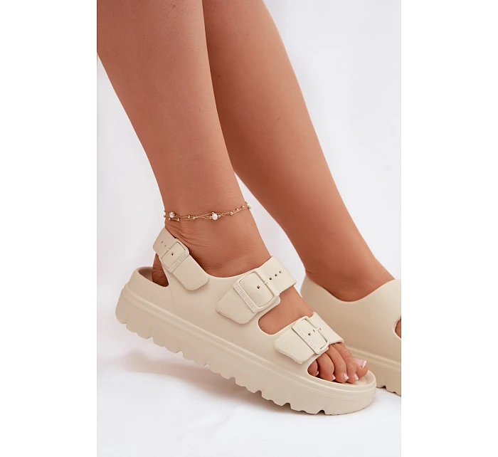 Dámské pěnové sandály na platformě Big Star model 22100692 světle béžové - Big Star Shoes