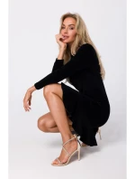 M765 Šaty s nařaseným spodním lemem - černé