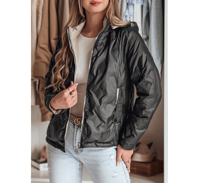 Dámská oboustranná přechodná bunda SYLVIAN černá FashionStreet TY4861 Dámská oboustranná přechodná bunda SYLVIAN černá FashionStreet TY4861