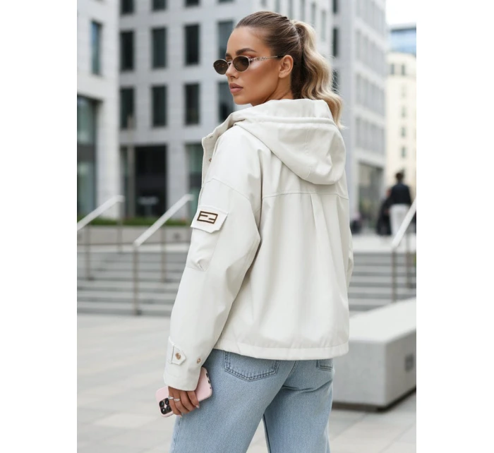 Kurtka przejściowa damska z kapturem i kieszeniami beżowa FashionStreet TY5634