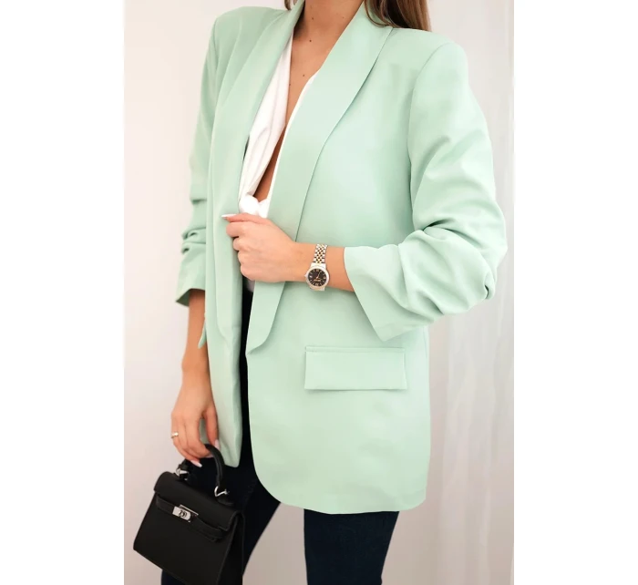 Bunda s klopou elegantní světlá máta Bunda s klopou elegantní světlá máta