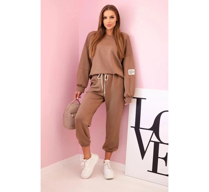 Komplet teplákové + kalhoty máslová látka velbloud Komplet teplákové + kalhoty máslová látka velbloud