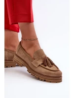 Zazoo 3469 Dámské semišové mokasíny s řasami béžové