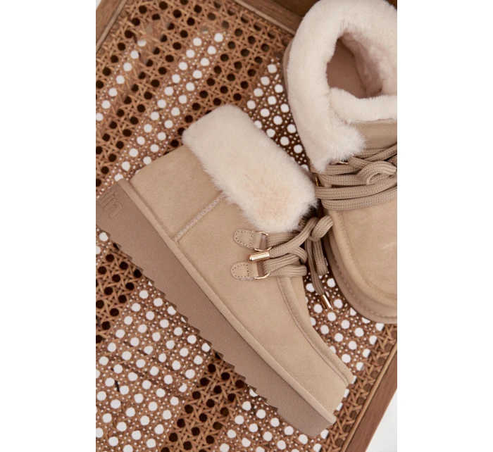 Ženské sněhule z přírodního semiše D.Franklin DFSH375006 světle béžové