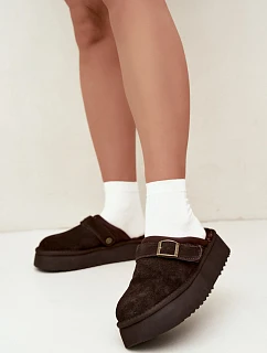 Kožené semišové sněhule na platformě s přezkou Big Star model 22539739 Hnědé - Big Star Shoes