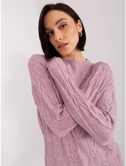 Sweter AT SW model 19040893 jasny fioletowy - FPrice Sweter AT SW model 19040893 jasny fioletowy - FPrice
