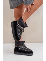 Semišové dámské sněhule s hrubým šněrováním D.Franklin DFSH375003 Černé