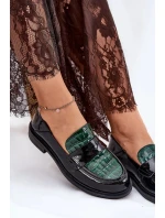 Dámské lakované kožené mokasíny Vinceza – zeleno-černé Dámské lakované kožené mokasíny Vinceza – zeleno-černé