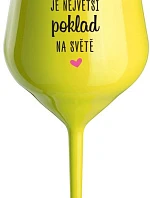 KAMARÁDKA JE NEJVĚTŠÍ POKLAD NA SVĚTĚ - žlutá nerozbitná sklenice na víno 470 ml