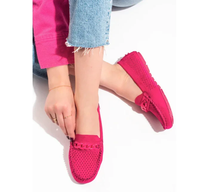 Stylové dámské červené  mokasíny bez podpatku