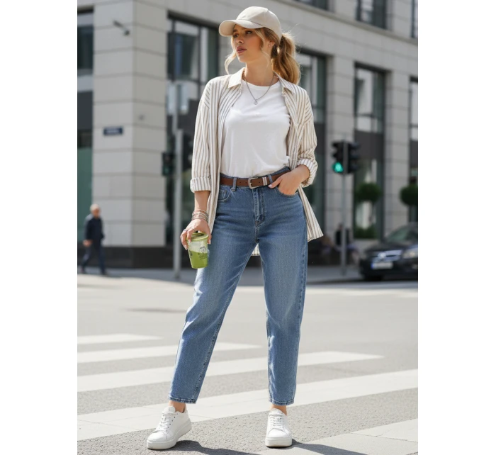 Dámské džínové kalhoty s páskem FashionStreet UY2885