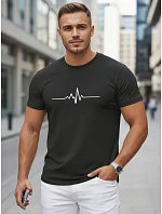 Pánské bavlněné tričko s EKG linkou černé FashionStreet NX5098R