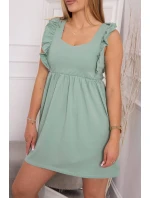 Šaty s volánky na bocích tmavě mátové barvy Šaty s volánky na bocích tmavě mátové barvy