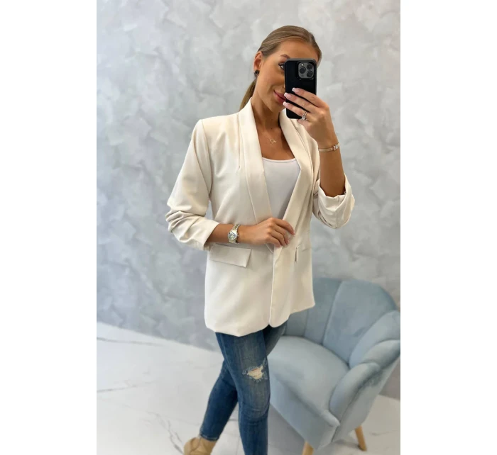Sako s klopami elegantní světle béžové Sako s klopami elegantní světle béžové