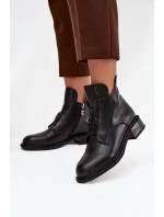 Vytápěné kožené dámské boty s ozdobným detailem černé Briselda