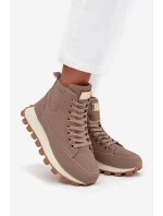 Zateplené dámské kozačky na platformě tmavě béžové Marivira