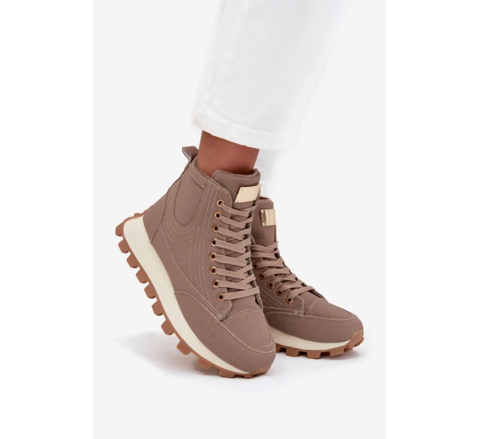 Zateplené dámské kozačky na platformě tmavě béžové Marivira