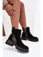 Dámské kozačky z pravé semišové kůže s podšívkou D A  Černé model 21715544 - D&A