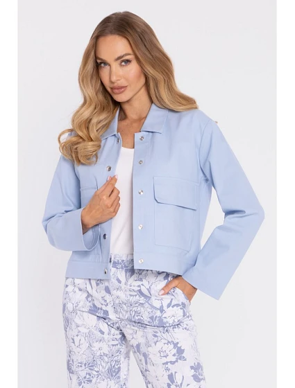 bunda na knoflíky s klopami světle modrá model 22040633 - Moe