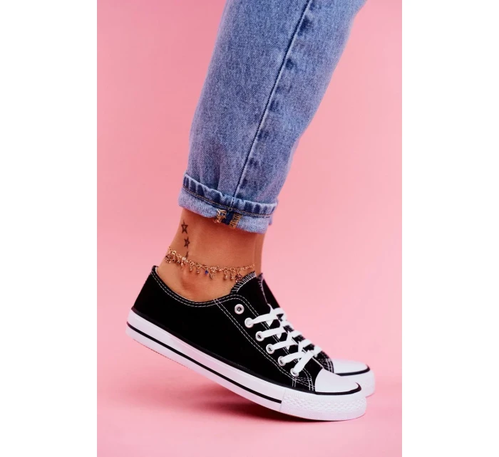 Dámské Klasické Tenisky Černé S Bílou Podešví Omerta Dámské Klasické Tenisky Černé S Bílou Podešví Omerta