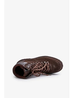 Semišové zateplené kotníkové boty trapery pánské Big Star Hi-Poly System hnědé