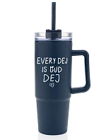EVERY DEJ IS GUD DEJ - tmavě modrý cestovní hrnek s průhledným víčkem 900 ml