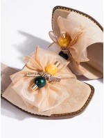 Výborné dámské nazouváky hnědé na plochém podpatku Výborné dámské nazouváky hnědé na plochém podpatku