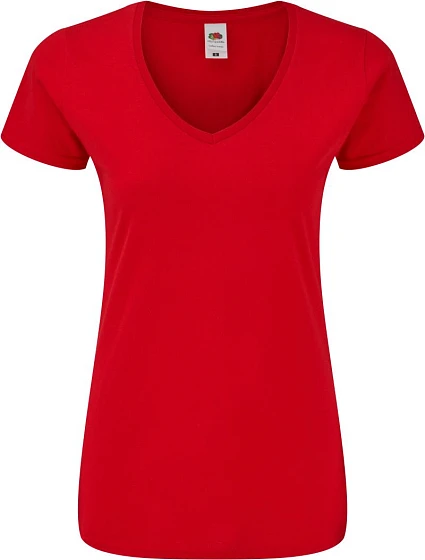 Fruit of the Loom Lady-Fit Iconic 150 V-Neck T Dámské tričko s výstřihem do V 16.1444 red Fruit of the Loom Lady-Fit Iconic 150 V-Neck T Dámské tričko s výstřihem do V 16.1444 red