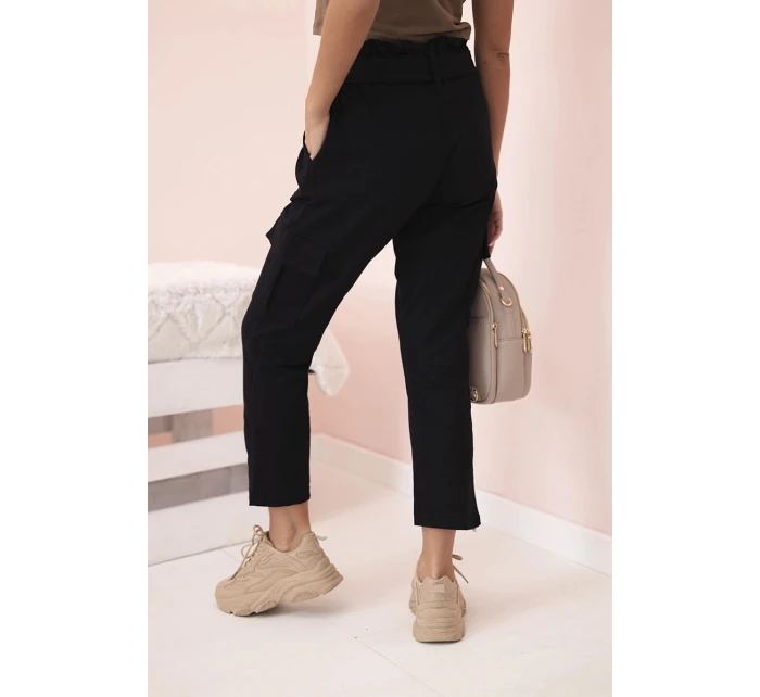 Dámské cargo kalhoty s vysokým pasem černý Dámské cargo kalhoty s vysokým pasem černý