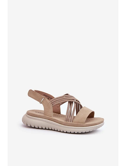Lehké Dámské Pohodlné Sandály Na Suchý Zip Beige model 21661191 - EVENTO