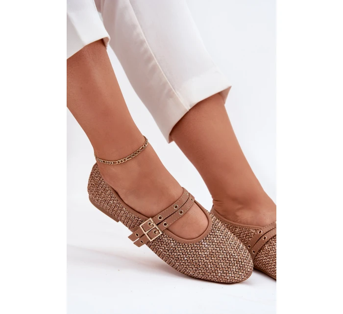 Baleríny S Pletením A Pásky Khaki model 21699466 - Boto