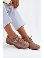 Kožené polobotky sneakers dámské vzorované Sergio Leone SP-013 Světle hnědé Kožené polobotky sneakers dámské vzorované Sergio Leone SP-013 Světle hnědé