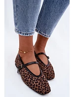 Baleríny s páskem imitace semiše leopard Camoria