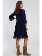 S236 Jednoduché šifonové šaty - tmavě modré